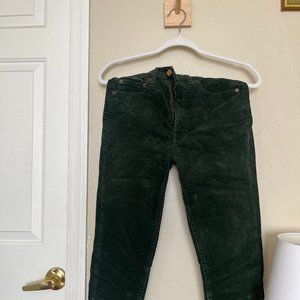 GAP Vintage Slim High Rise Corduroy Pants Emerald Green Sz 26